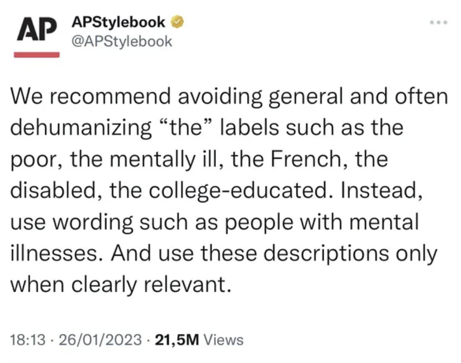 The AP Stylebook <strong><a href="https://www.ebaumsworld.com/articles/ap-stylebook-clarifies-guide-on-dehumanizing-the-french/87342369/">tweeted about the French</a></strong>.