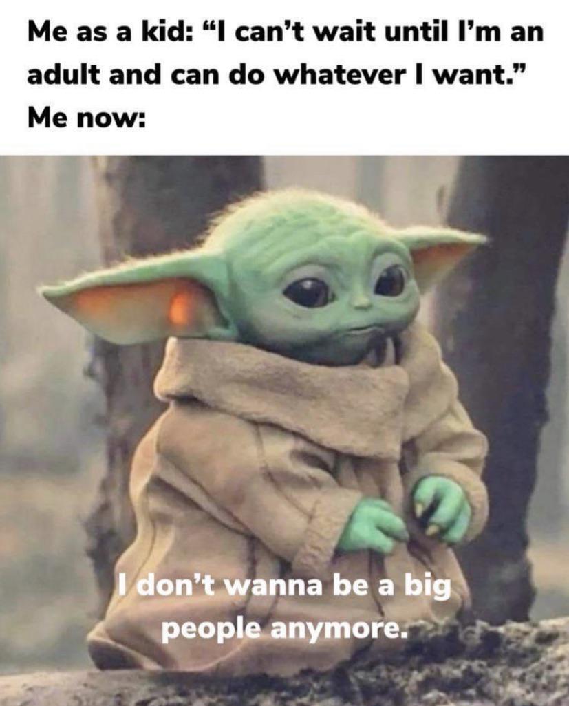 funny memes - Internet meme - Me as a kid "I can't wait until I'm an adult and can do whatever I want." Me now I don't wanna be a big people anymore.