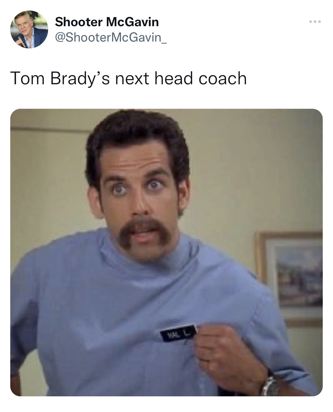 Tom Brady Retirement memes - ben stiller in happy gilmore - Shooter McGavin dy's next head coach
