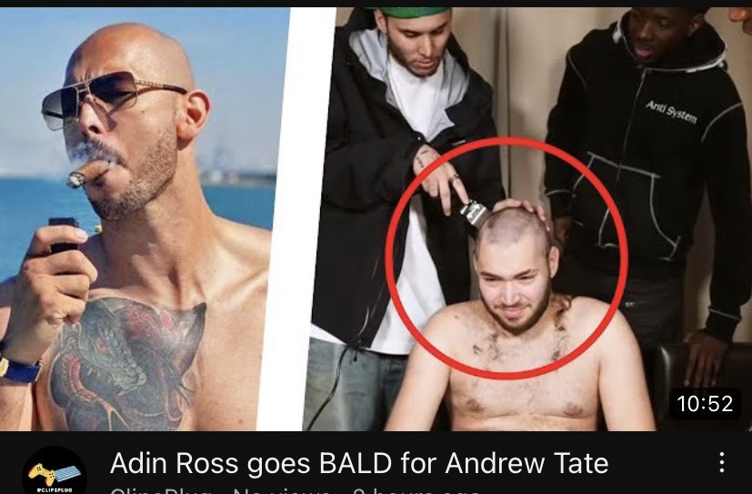 Examples of Insane D*ckriding - andrew tate arrested - Clipsplug Adin Ross goes Bald for Andrew Tate Anti System