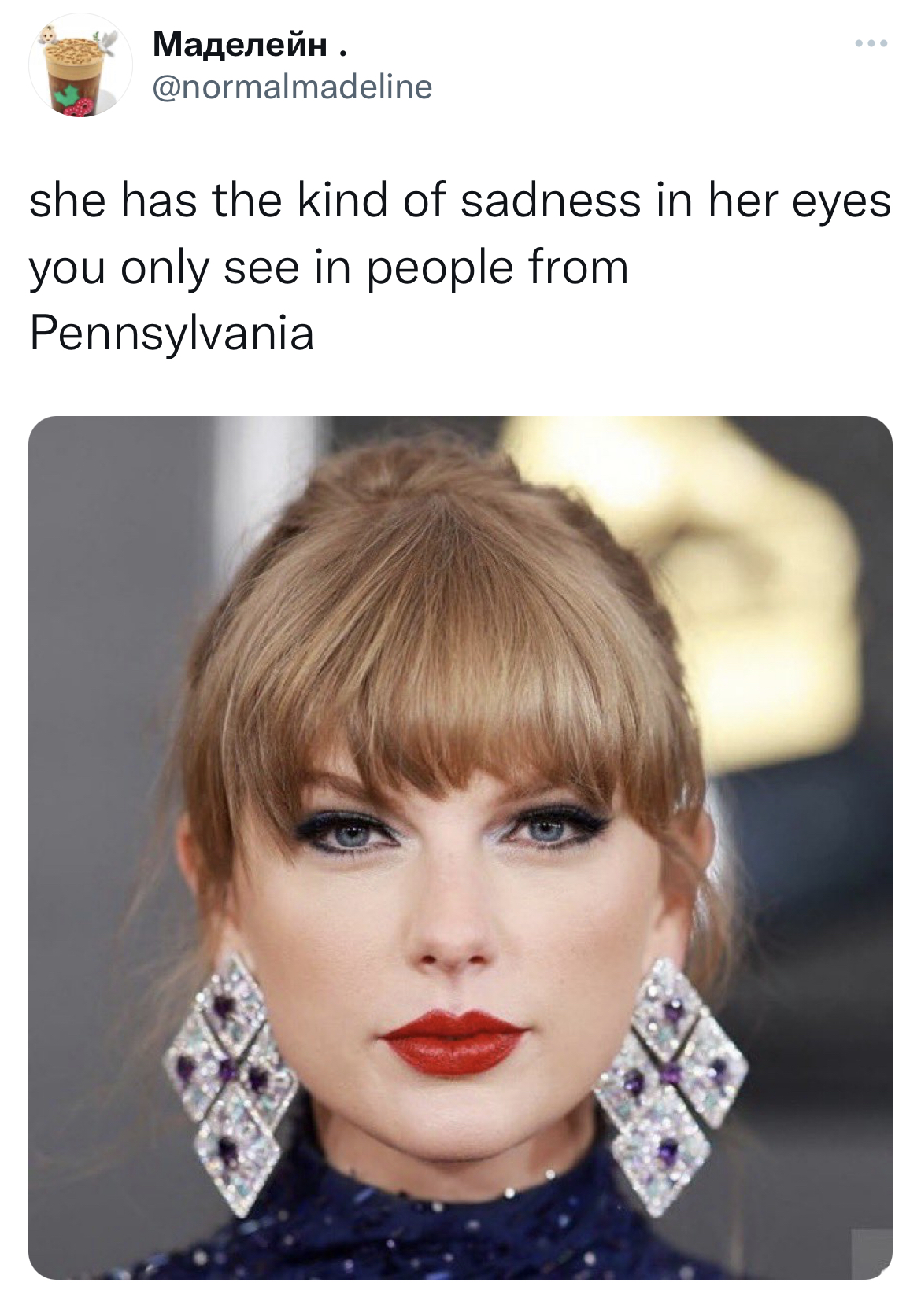 savage and absurd tweets - blond - . she has the kind of sadness in her eyes you only see in people from Pennsylvania