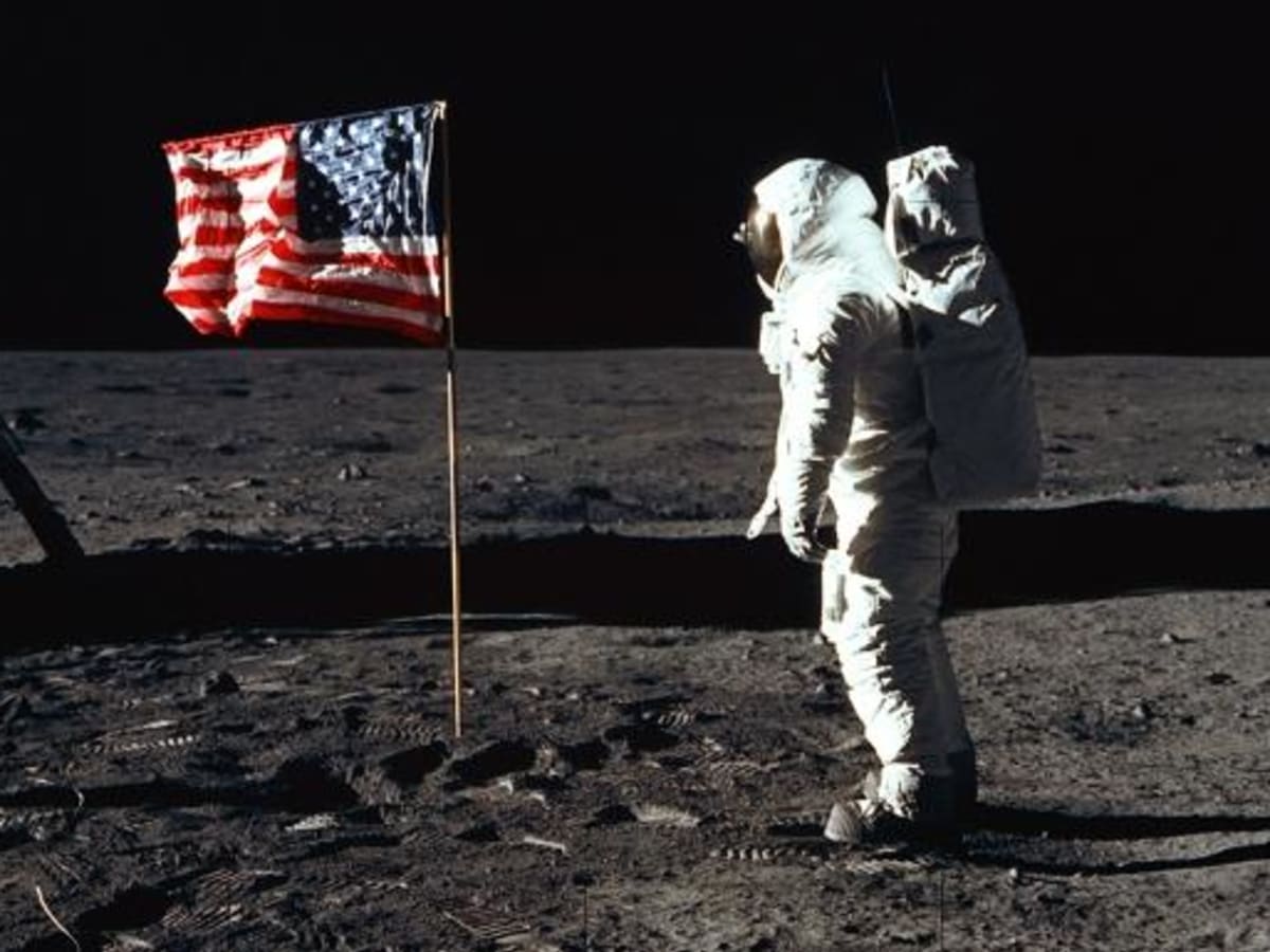 Historic moments to travel back to - flag in space