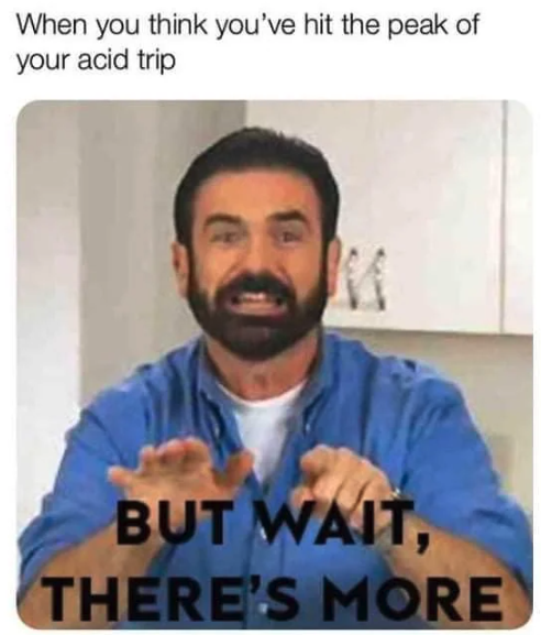 posts from r/lsd - you stick the tip in meme - When you think you've hit the peak of your acid trip But Wait, There'S More