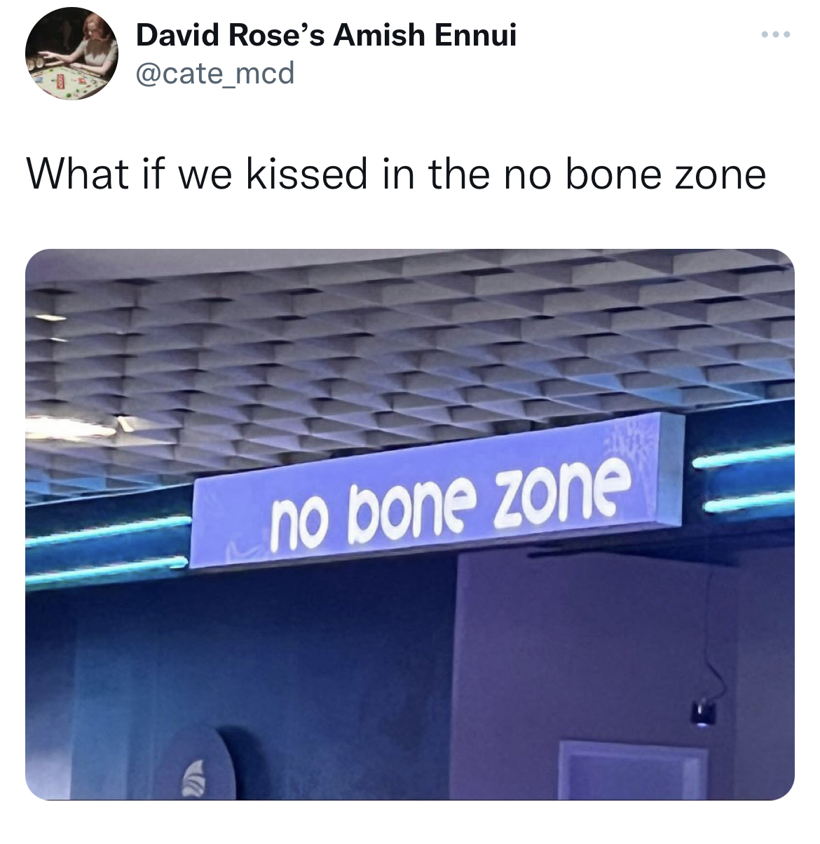 Untamed Tweets - angle - David Rose's Amish Ennui What if we kissed in the no bone zone S no bone zone