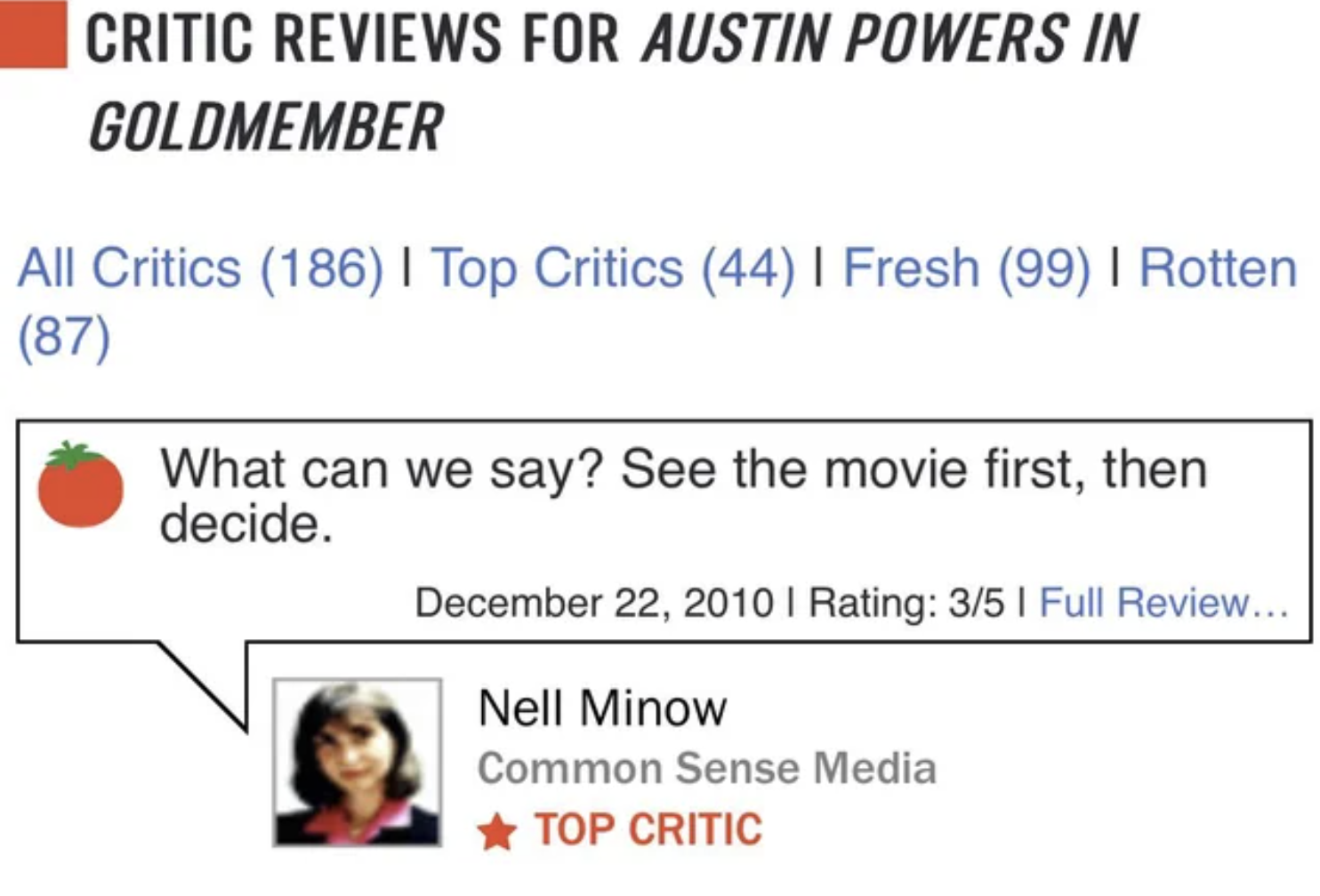 Cringey Fails - web page - Critic Reviews For Austin Powers In