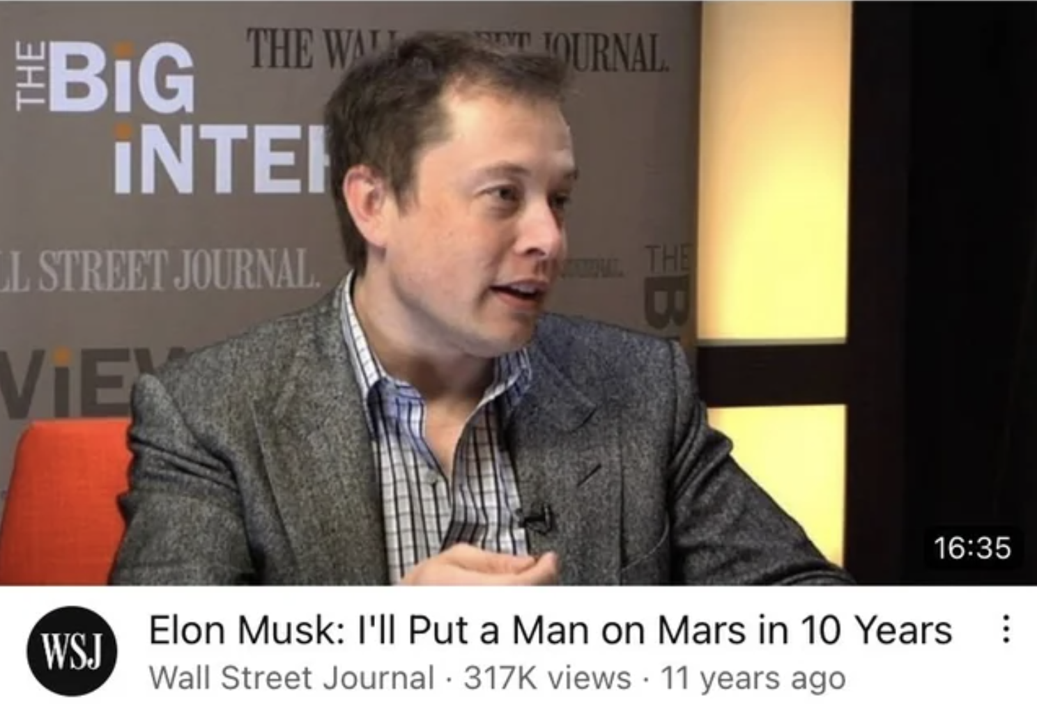 Cringey Fails - elon musk mars 10 years - The Wall Big Intei L Street Journal. Vien Wsj Journal The B Elon Musk I'll Put a Man on Mars in 10 Years Wall Street Journal views 11 years ago