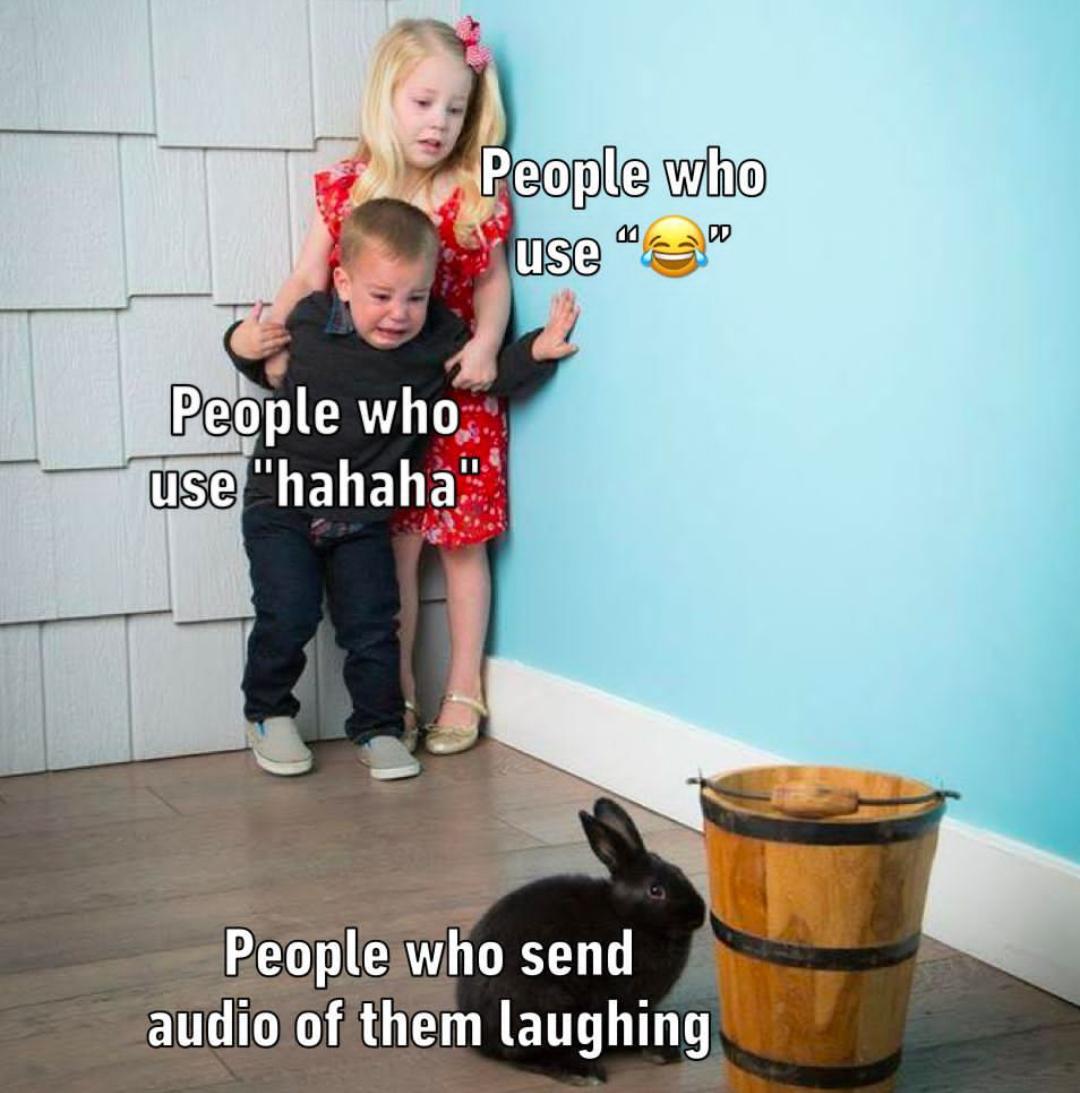 funny memes pics and tweets - Meme - People who use "hahaha! People who use People who send audio of them laughing