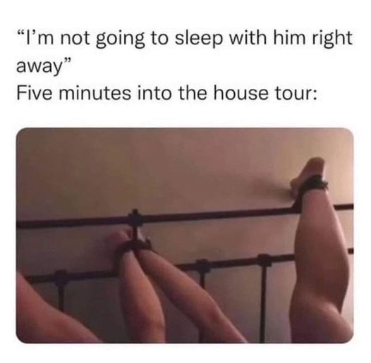 spicy memes and pics - i m not going to sleep with him right away meme - "I'm not going to sleep with him right away" Five minutes into the house tour