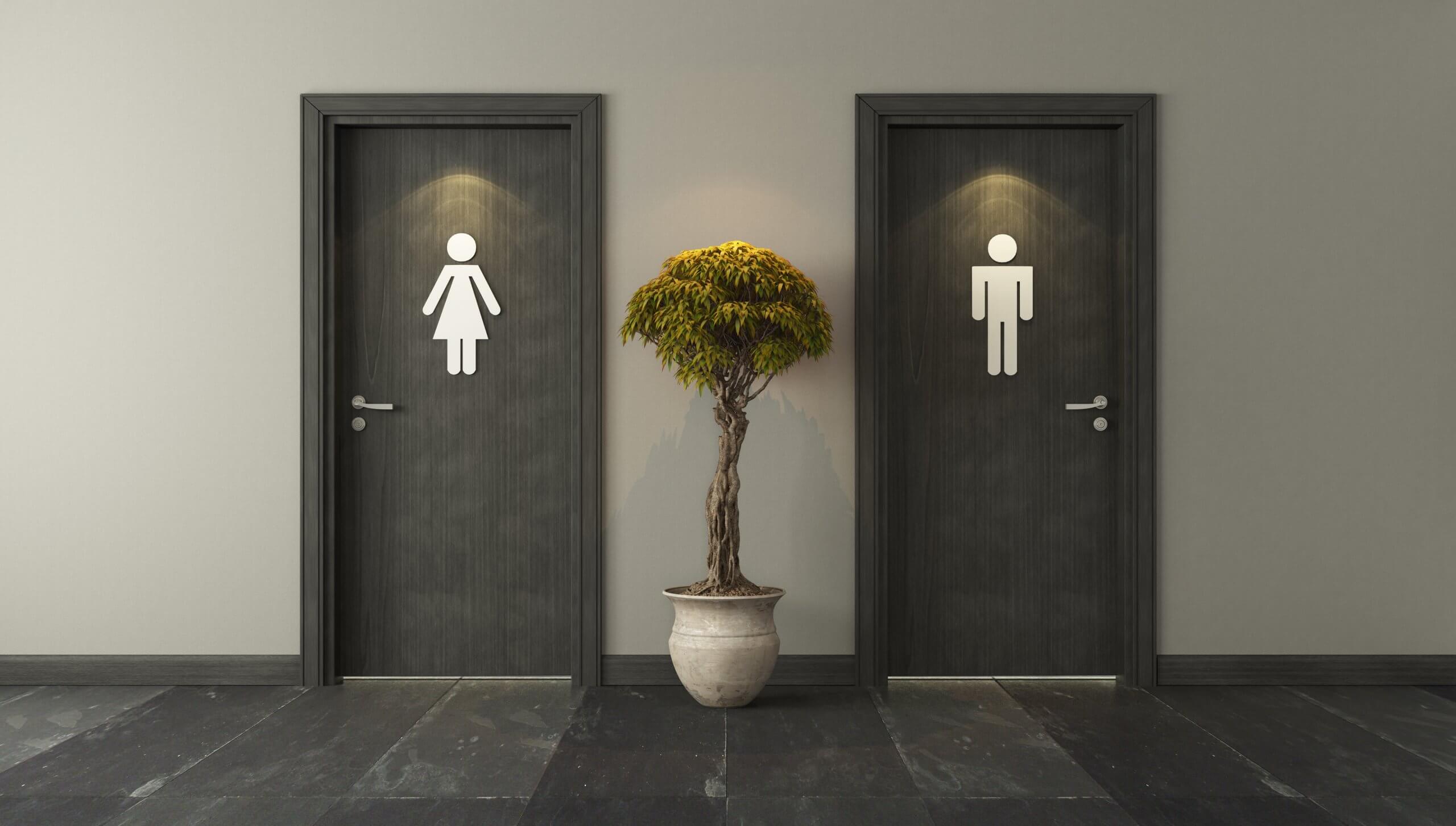 Blow a Job Interview - public bathroom doors -