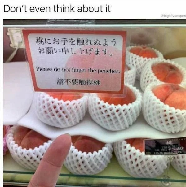 spicy memes and pics - crochet - Don't even think about it Please do not finger the peaches. 1540 A800