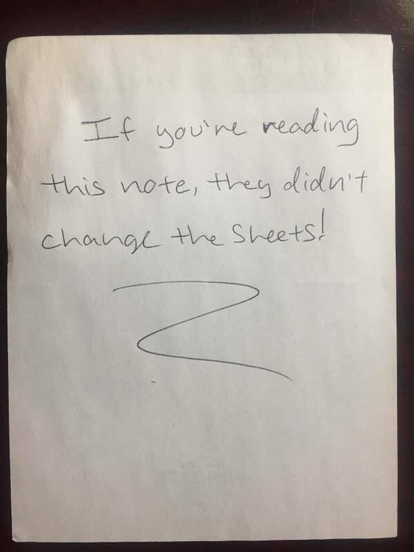 funny fails and facepalm pics - paper letter joke - If you're reading this note, they didn't change the Sheets!
