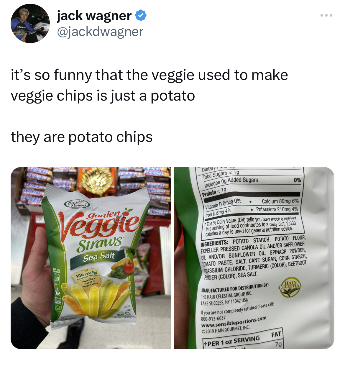 savage tweets - 苗栗縣立體育場 - jack wagner it's so funny that the veggie used to make veggie chips is just a potato they are potato chips garden Straws Sea Salt Sa Dietary You Sugars g voludes Op Added Sugar Prebeing vitamin D Omp 0% ng 4% Maufactured For Dist