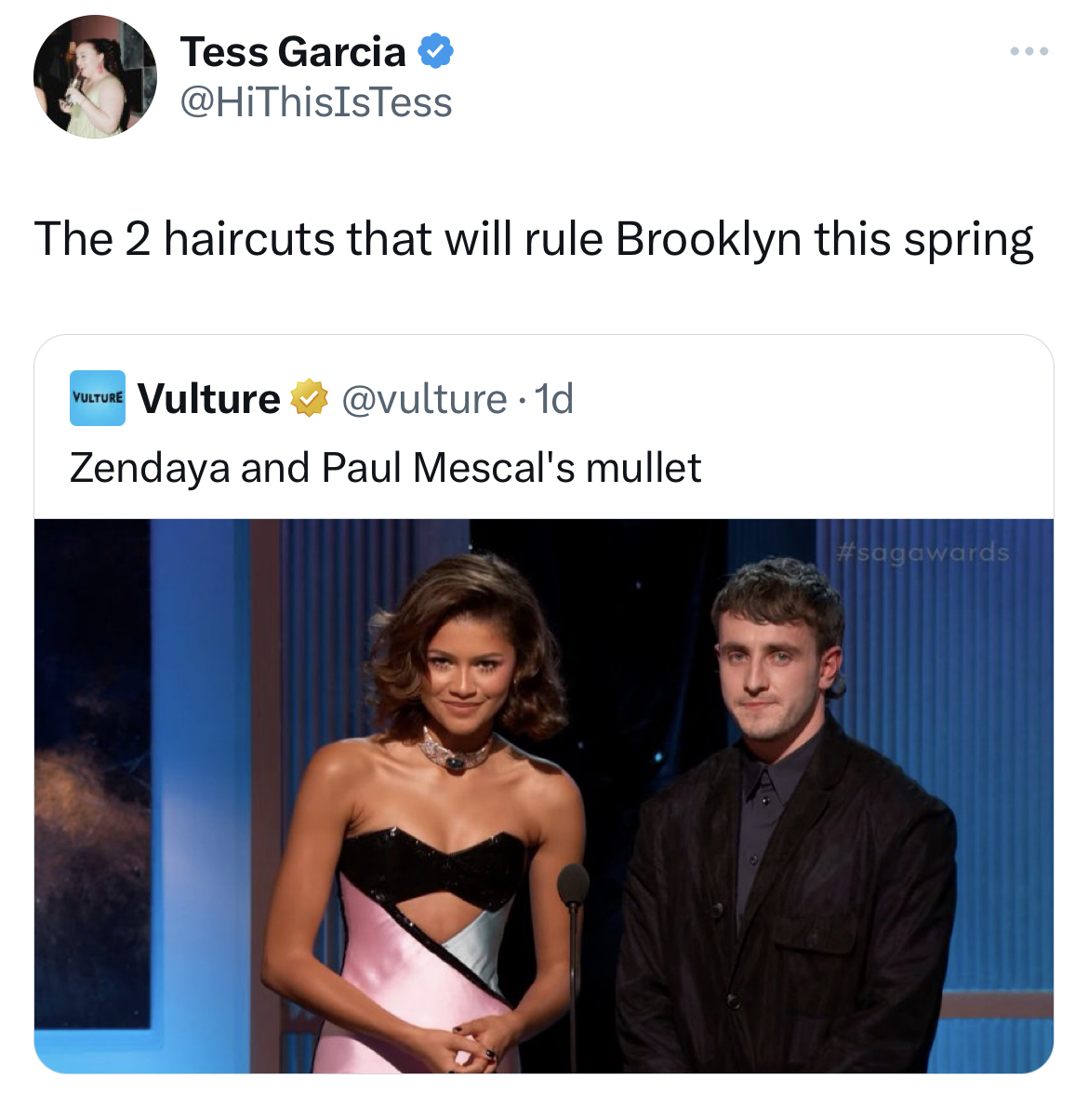 savage tweets - shoulder - Tess Garcia The 2 haircuts that will rule Brooklyn this spring Verture Vulture .1d Zendaya and Paul Mescal's mullet stigowards