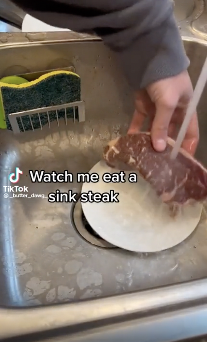 Cringe pics - meat - Watch me eat a Tik Tok sink steak