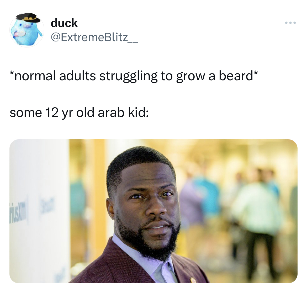 savage tweets - kevin hart profile - duck Husk normal adults struggling to grow a beard some 12 yr old arab kid ...