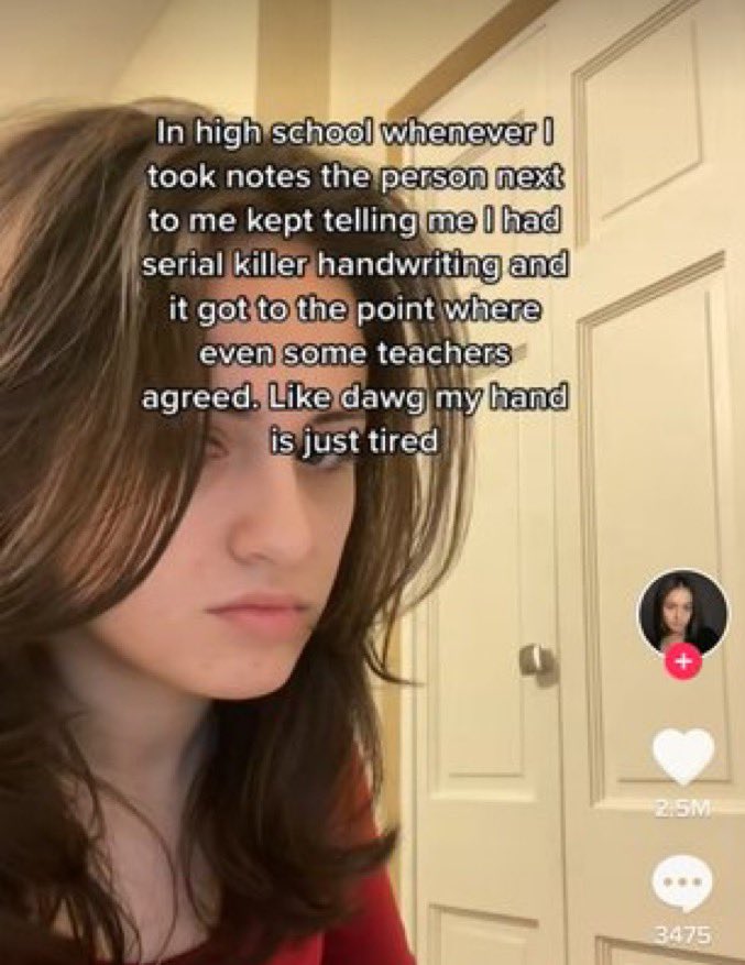 TikTok screenshots - hair coloring - In high school whenever I took notes the person next to me kept telling me I had serial killer handwriting and it got to the point where even some teachers agreed. dawg my hand is just tired 2.5M 3475