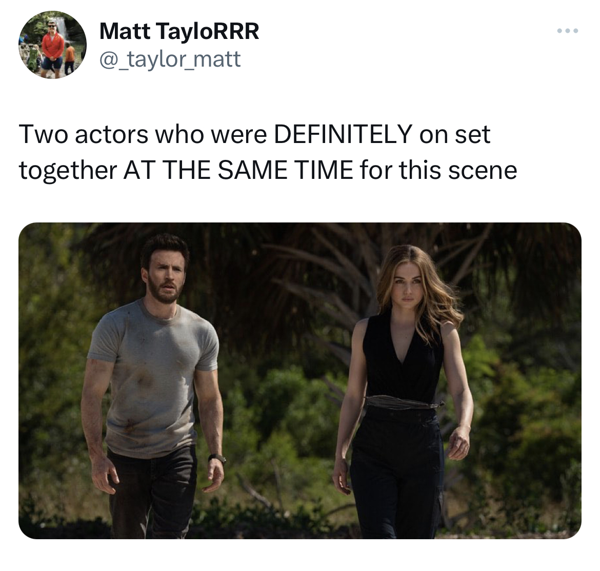 funny tweets - Ghosted - Matt TayloRRR Two actors who were Definitely on set together At The Same Time for this scene Ala