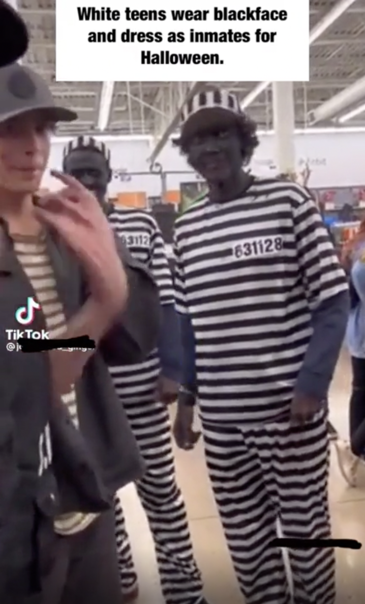 funny fails - day - Tik Tok ek White teens wear blackface and dress as inmates for Halloween.