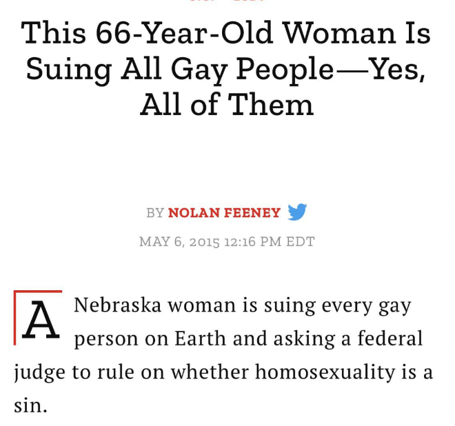 funny fails - Society - This 66YearOld Woman Is PeopleYes, Suing All Gay All of Them