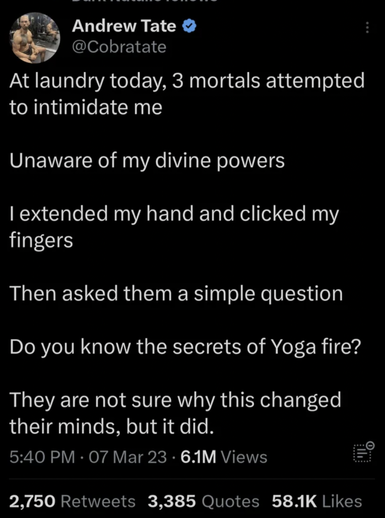 funny fails - atmosphere -  At laundry today, 3 mortals attempted to intimidate me Unaware of my divine powers I extended my hand and clicked my fingers Then asked them a simple question Do you know the secrets of Yoga fire? They are not sure why this cha