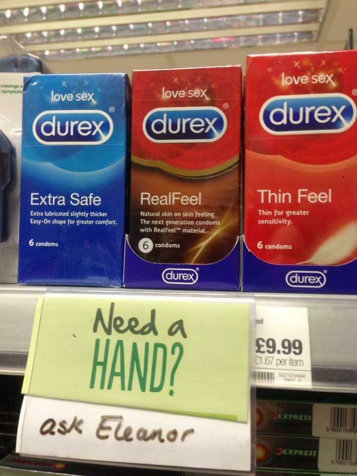 need a hand ask eleanor - cravings a mptom love sex durex Extra Safe Extra lubricated slightly thicker EasyOn shape for greater comfort. 6 condoms love sex durex RealFeel Natural skin on skin feeling. The next generation condoms with RealFeel material. 6 