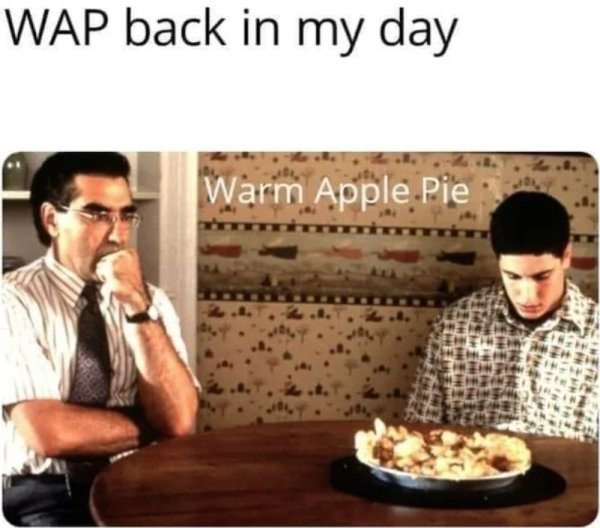 spicy sex memes - american pie meme - Wap back in my day Warm Apple Pie