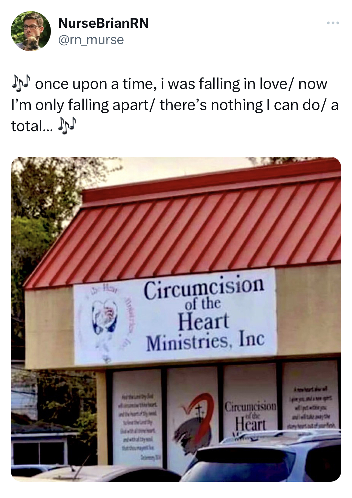 savage tweets - roof - NurseBrianRN once upon a time, i was falling in love now I'm only falling apart there's nothing I can do a total... Circumcision of the Heart Ministries, Inc Circumcision Heart