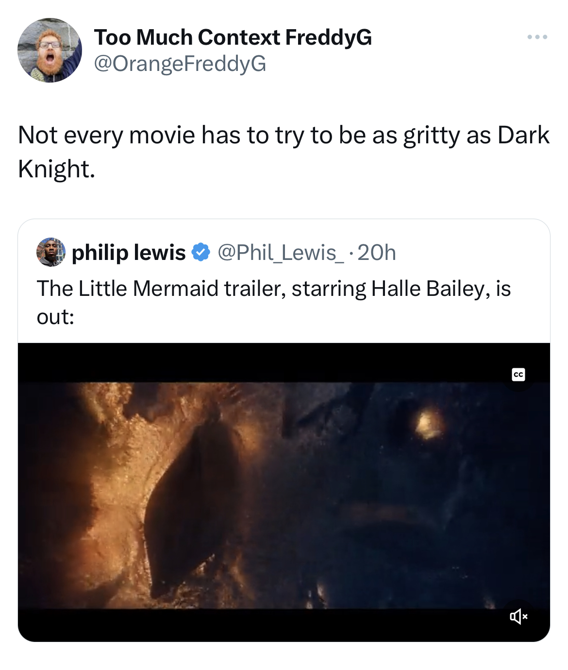 savage tweets - heat - Too Much Context FreddyG Not every movie has to try to be as gritty as Dark Knight. philip lewis The Little Mermaid trailer, starring Halle Bailey, is out www ec 8
