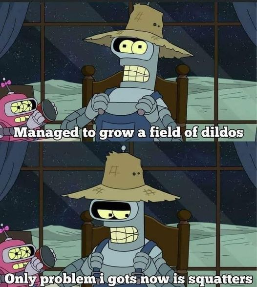 spicy sex meems - cartoon - Managed to grow a field of dildos # Only problem i gots now is squatters