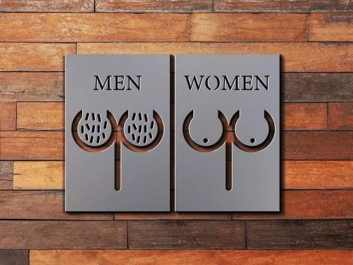 spicy sex meems - bathroom sign - Men Women Qoyu
