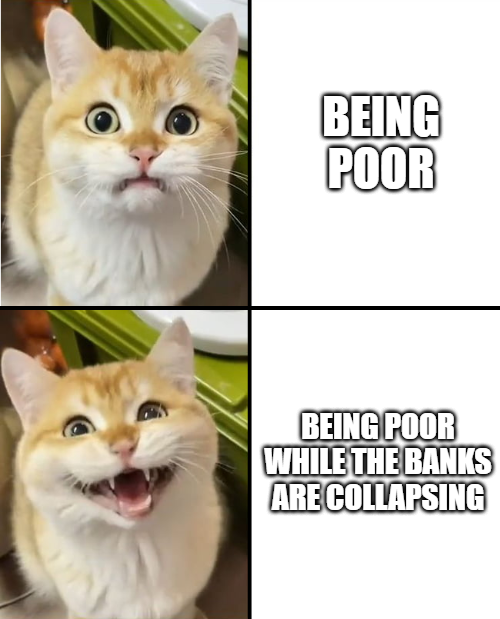 dank memes - Funny meme - Being Poor Being Poor While The Banks Are Collapsing