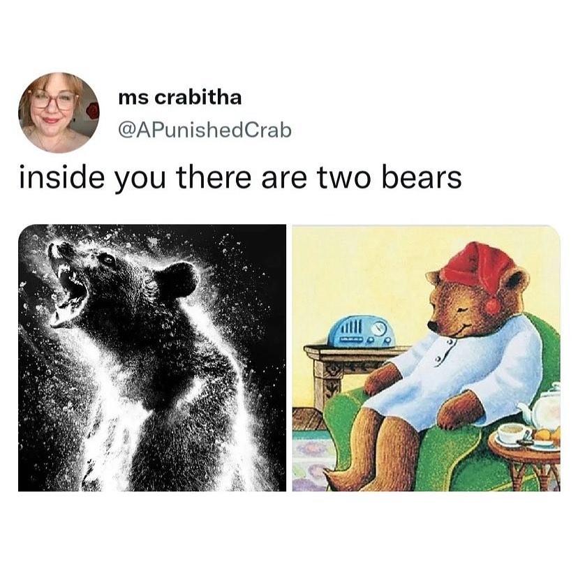 funny pics and memes - sleepy time tea - ms crabitha Crab inside you there are two bears Mas