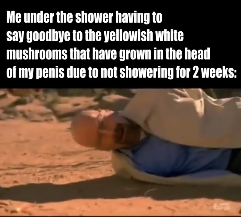 Local man memes and pics - break up poems - Me under the shower having to say goodbye to the yellowish white mushrooms that have grown in the head of my due to not showering for 2 weeks