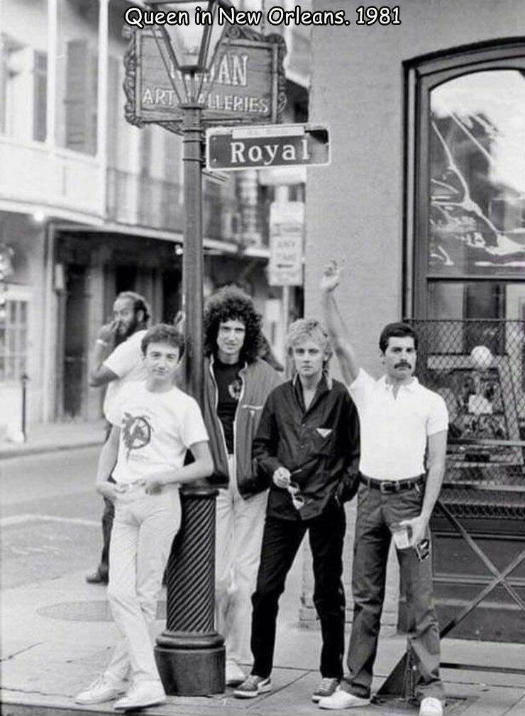 cool random pics - queen band 1981 new orleans - Queen in New Orleans. 1981 Man Artelleries Royal