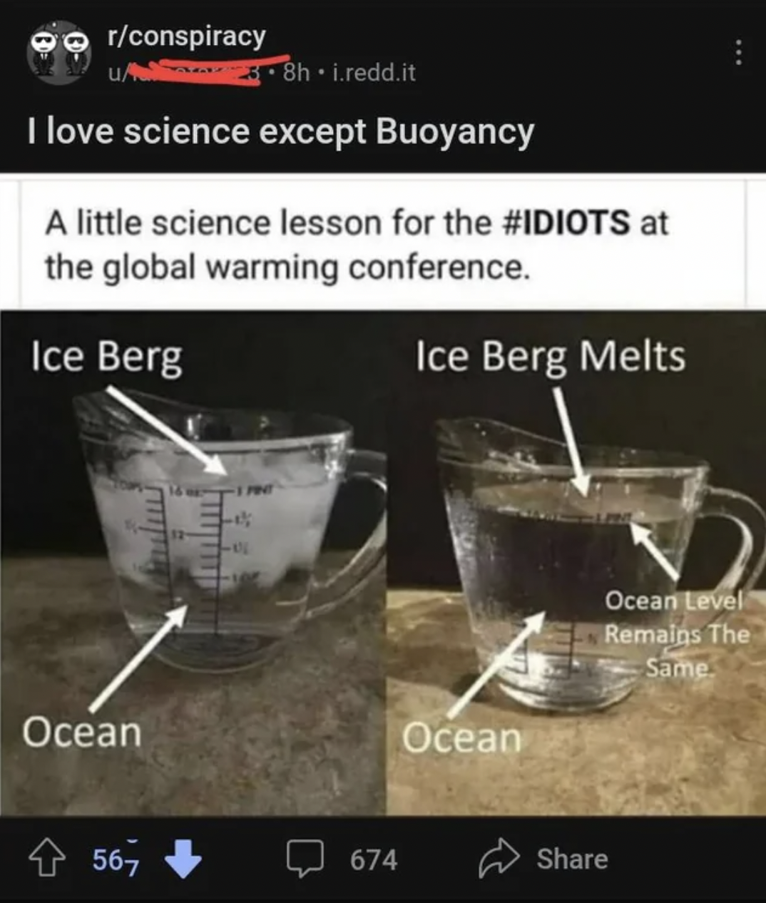 Facepalms and Cringe Pics - sea level meme -I love science except Buoyancy u A little science lesson for the at the global warming conference. Ice Berg Ice Berg Melts Ocean