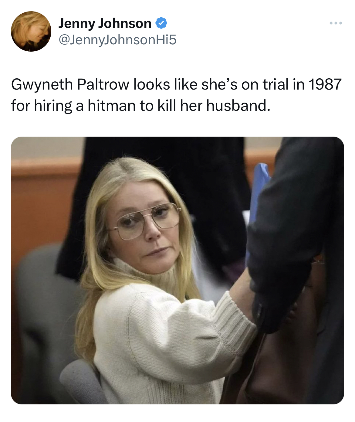 Gwyneth Paltrow Jeffrey Dahmer memes - Gwyneth Paltrow - Jenny Johnson Hi5 Gwyneth Paltrow looks she's on trial in 1987 for hiring a hitman to kill her husband.