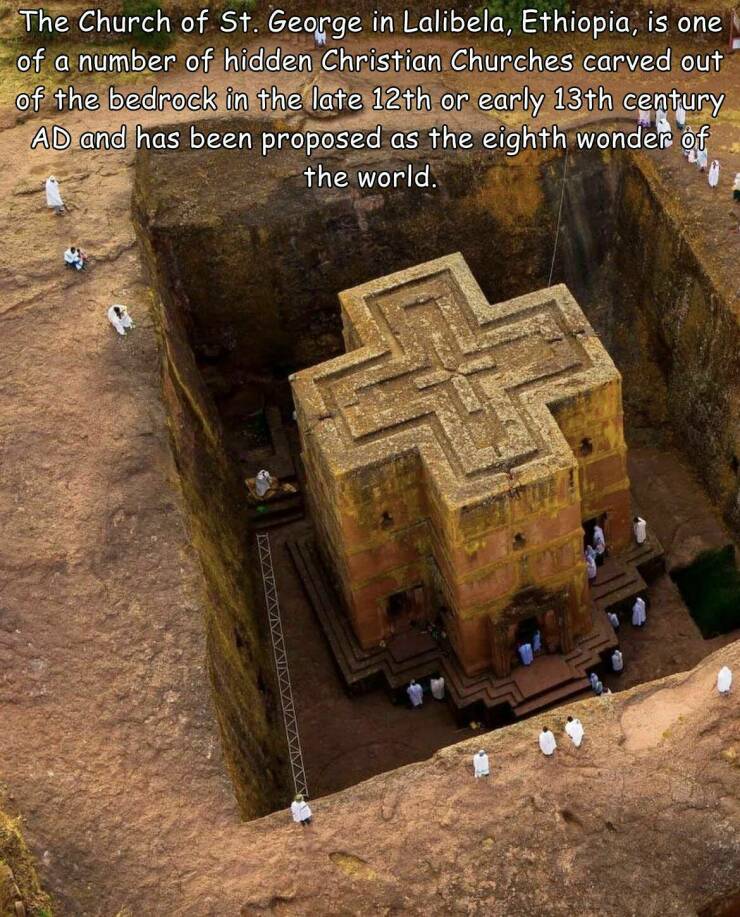 cool random pics - church of saint george lalibela - The Church of St. George in Lalibela, Ethiopia, is one of a number of hidden Christian Churches carved out of the bedrock in the late 12th or early 13th century Ad and has been proposed as the eighth wo