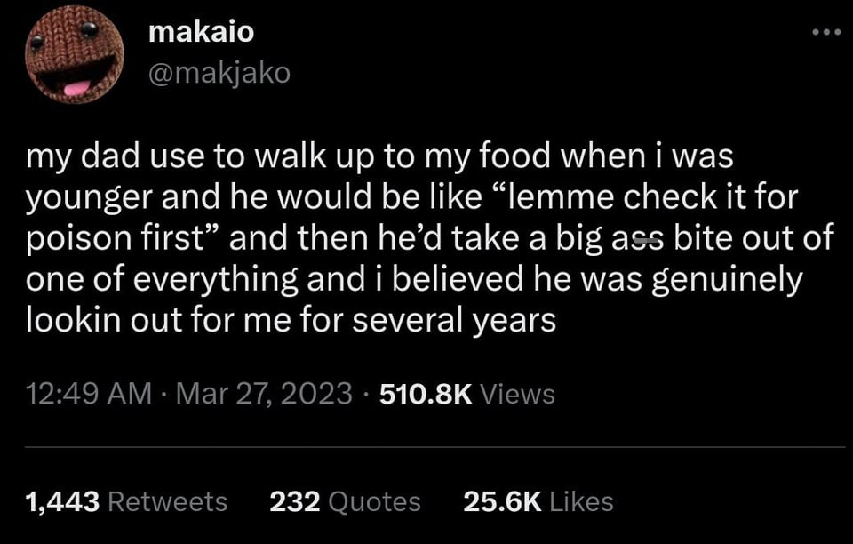 funny memes pics and tweets - Lamar Jackson - makaio my dad use to walk up to my food when i was younger and he would be "lemme check it for poison first" and then he'd take a big ass bite out of one of everything and i believed he was genuinely lookin ou