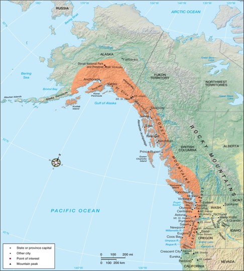 horrifying scientific facts - water resources - So'N Bering Sea Russia Bristal Bay State or province capital Other city Point of interest Mountain peak 170 W Bering Strat Denal National Park and Preserve Alaska Pacific Ocean 140 W Anchorage, Gulf of Alask