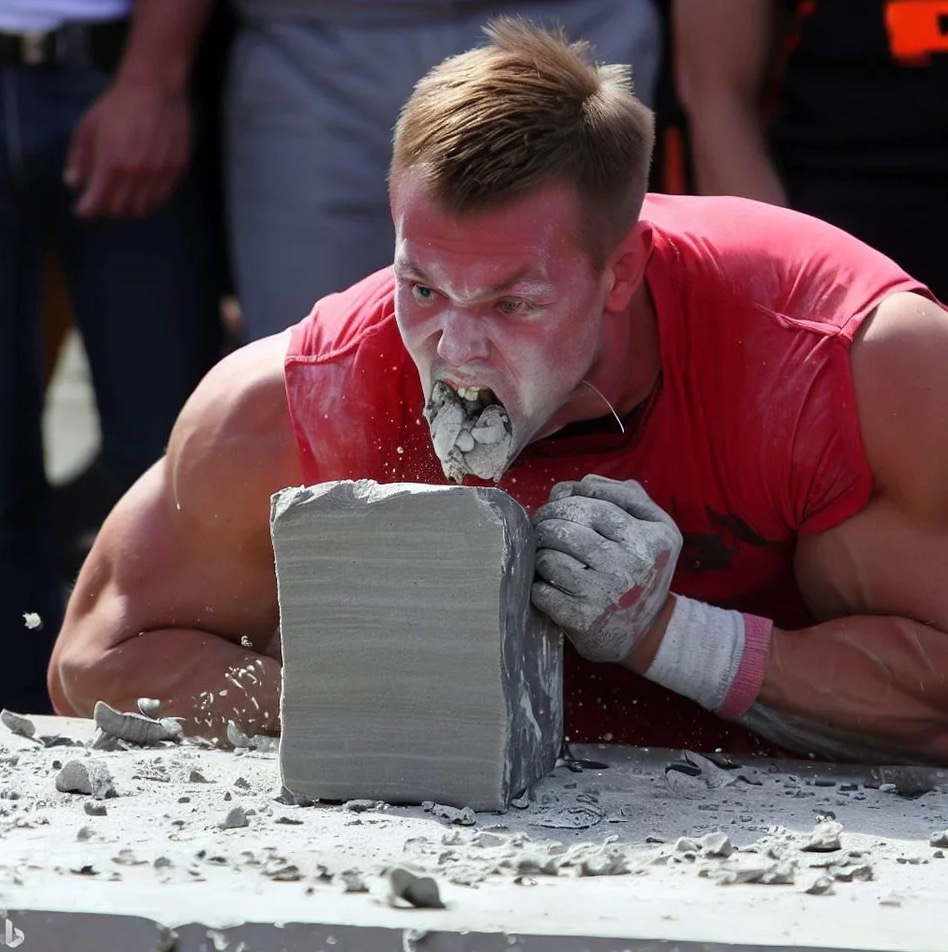 Concrete eating contest - muscle