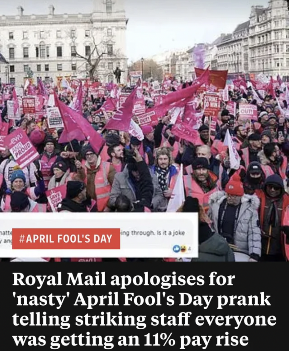 Trashy Pics - protest - ewu And Proud own Obs Fool'S Day ng through is it a joke O94 Out Royal Mail apolo