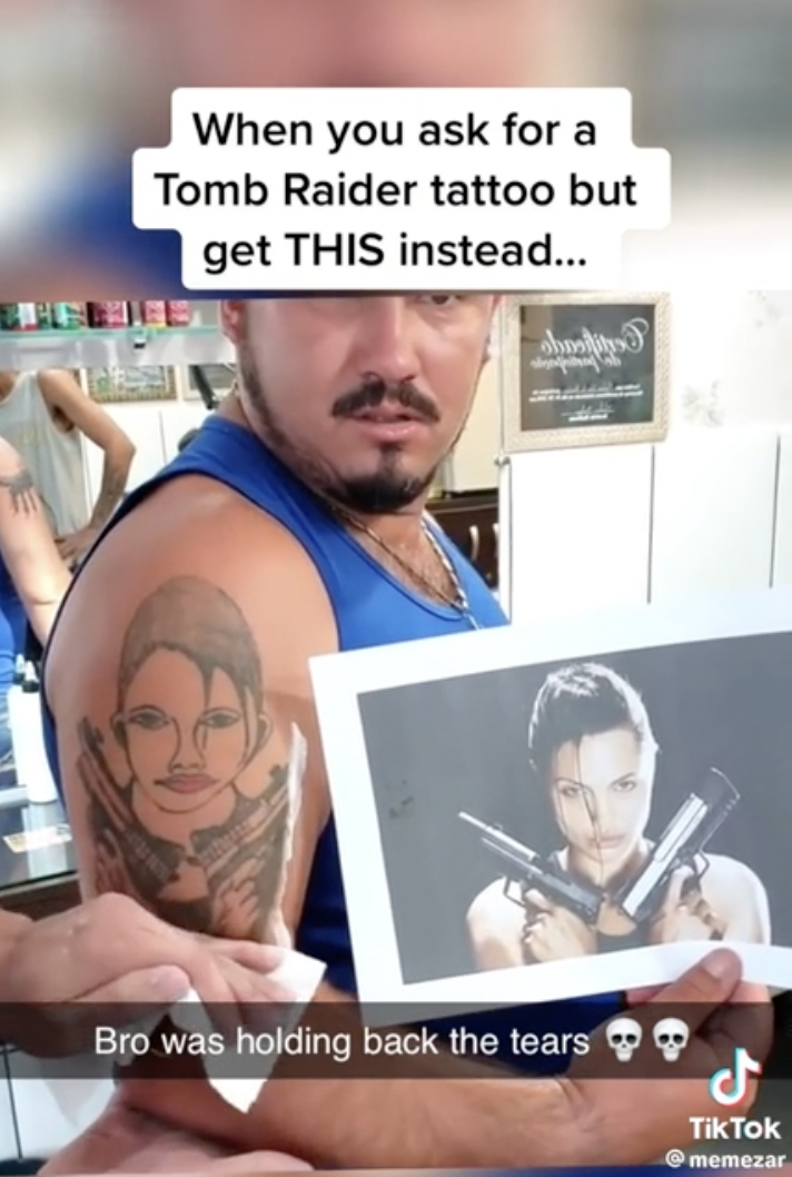 Dumb pics - muscle - When you ask for a Tomb Raider tattoo but get This instead... k Bro was holding back the tears J Tik Tok