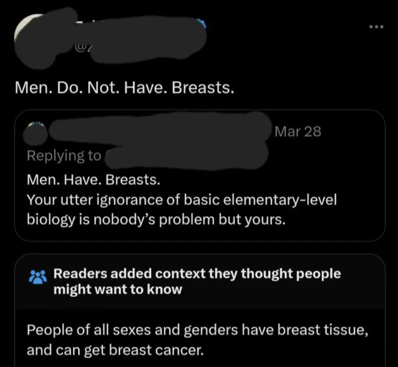 Dumb pics - screenshot - Men. Do. Not. Have. Breasts. Mar 28 Men. Have. Breasts. Your utter ignorance of basic