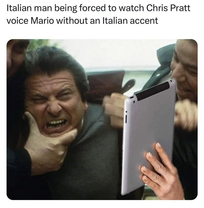 super mario bros memes - joe pesci casino - Italian man being forced to watch Chris Pratt voice Mario without an Italian accent