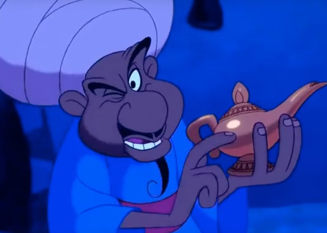 The merchant at the beginning of Aladdin is just making up the story, as he is just trying to sell you a lamp, which is crazy because the Dead Sea Tupperware was a better deal. -PompeyMagnus1