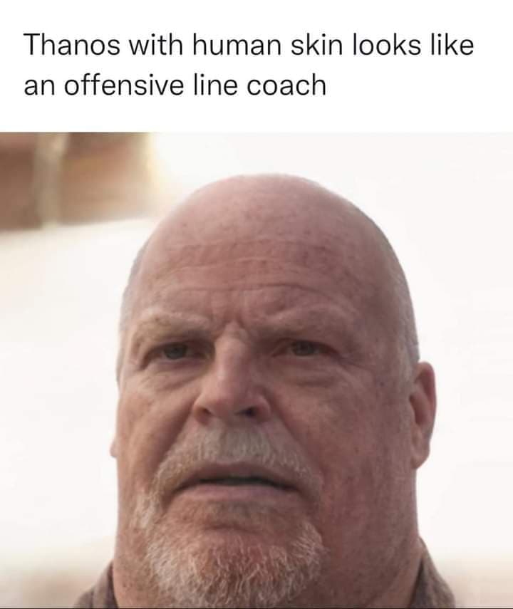 dank memes - thanos with human skin - Thanos with human skin looks an offensive line coach