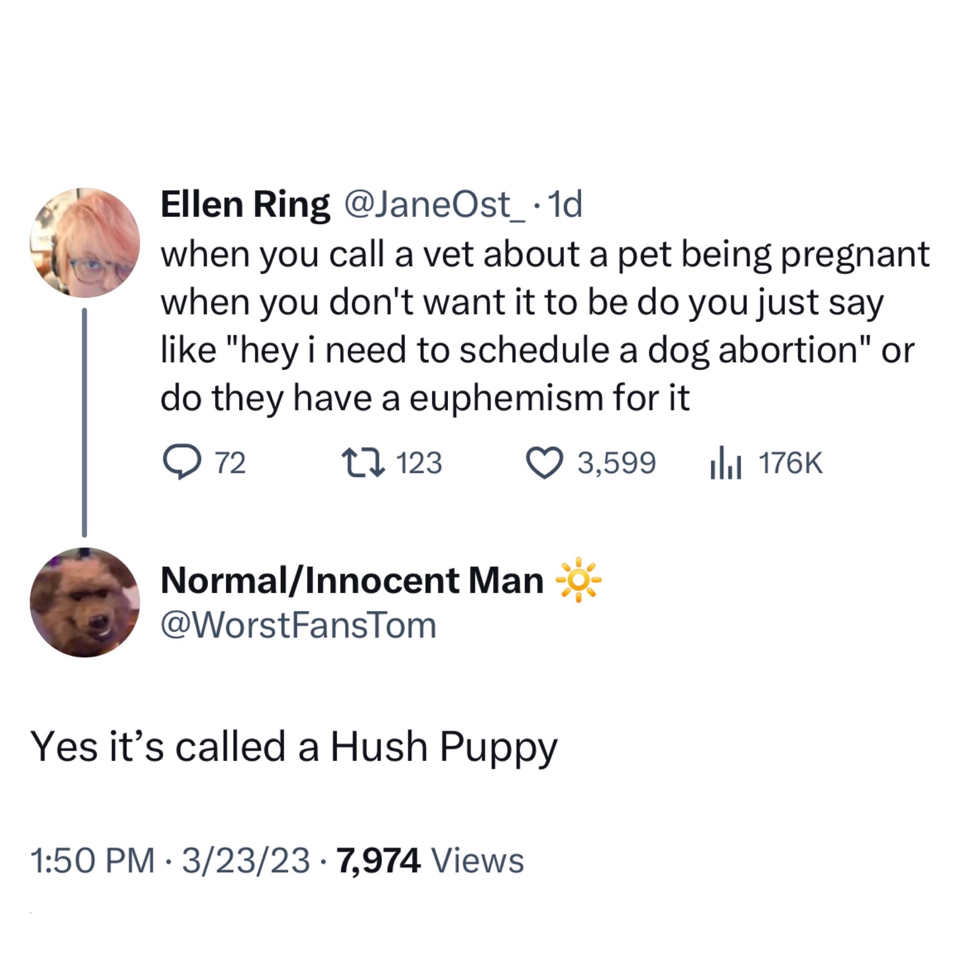 funny tweets - Ellen Ring .1d when you call a vet about a pet being pregnant when you don't want it to be do you just say