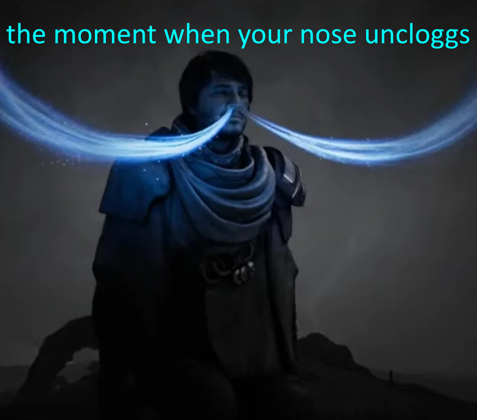 funny memes and pics - darkness - the moment when your nose uncloggs
