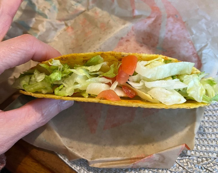 “They charged me $2.37 to add tomatoes to 3 crunchy tacos. This is how many tomatoes I got.”