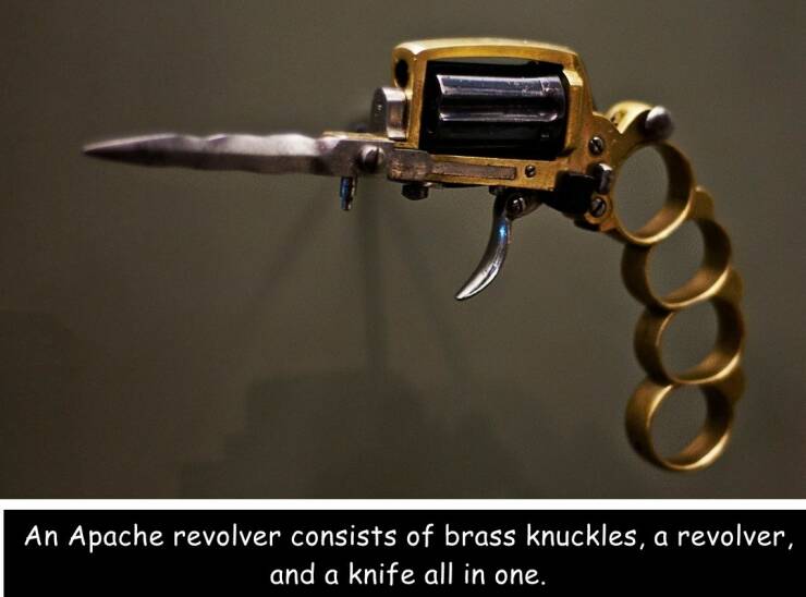 random pics and photos - first gang in the world - An Apache revolver consists of brass knuckles, a revolver, and a knife all in one.